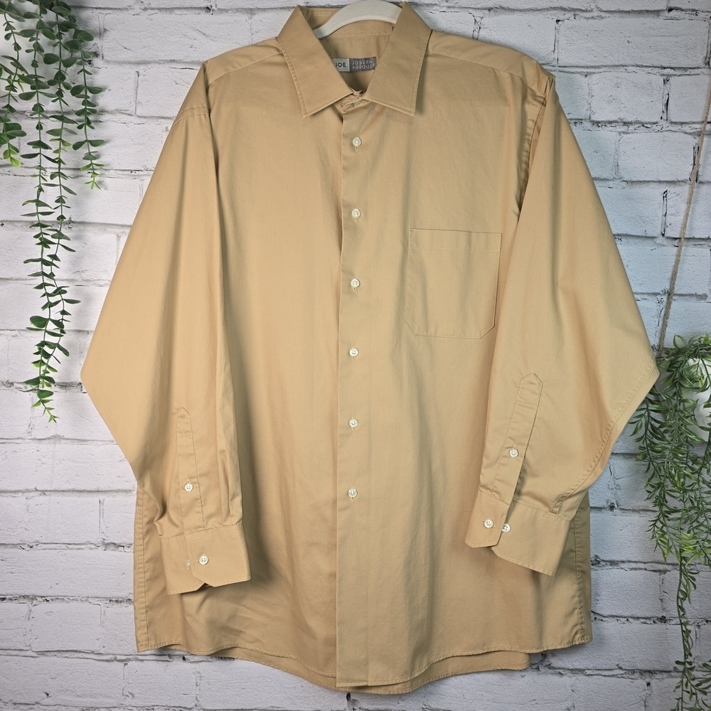 JOSEPH ABBOUND TAN COTTON POLY BLEND DRESS SHIRT MENS SIZE 17 1/2